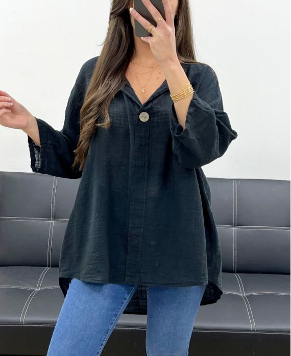 BLOUSE NOIR GAZ DE COTON CONSTANCE