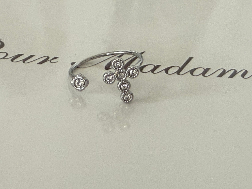 Bague acier réglable croix ANGIE IKITA