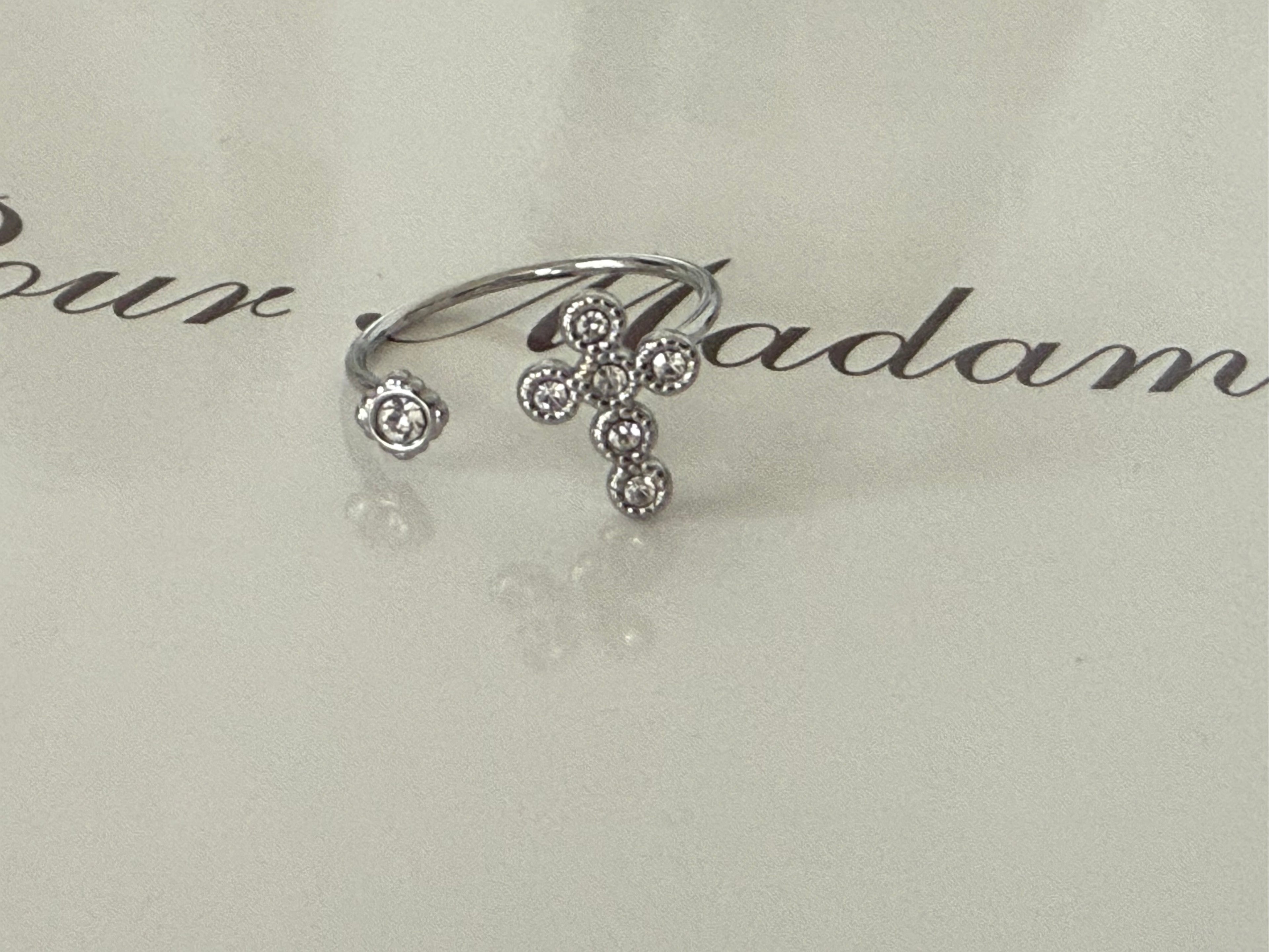 Bague acier réglable croix ANGIE IKITA