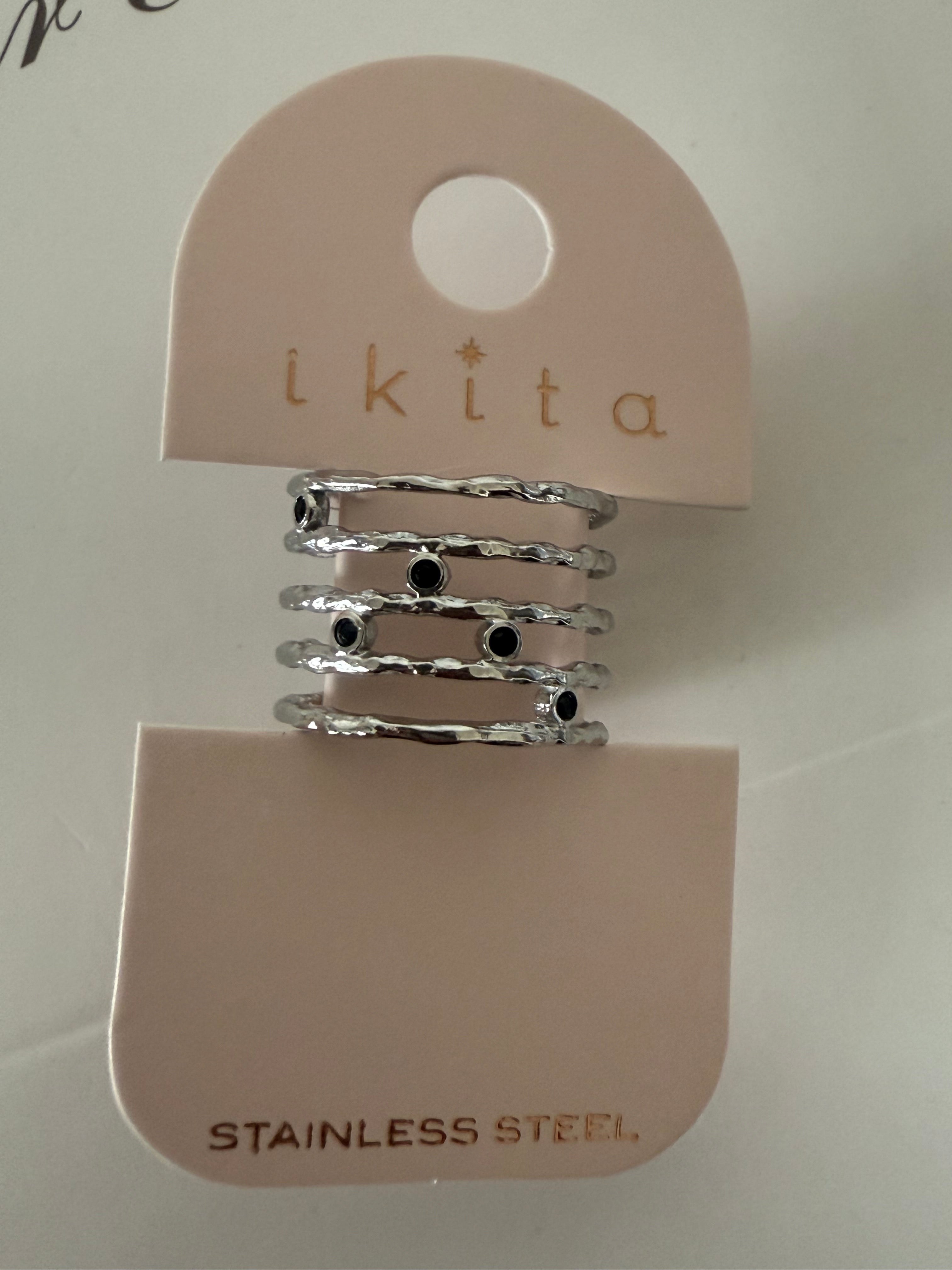 Bague acier strass noir EMY IKITA