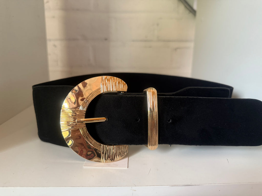 Ceinture élastiqué noir boucle doré FRYA
