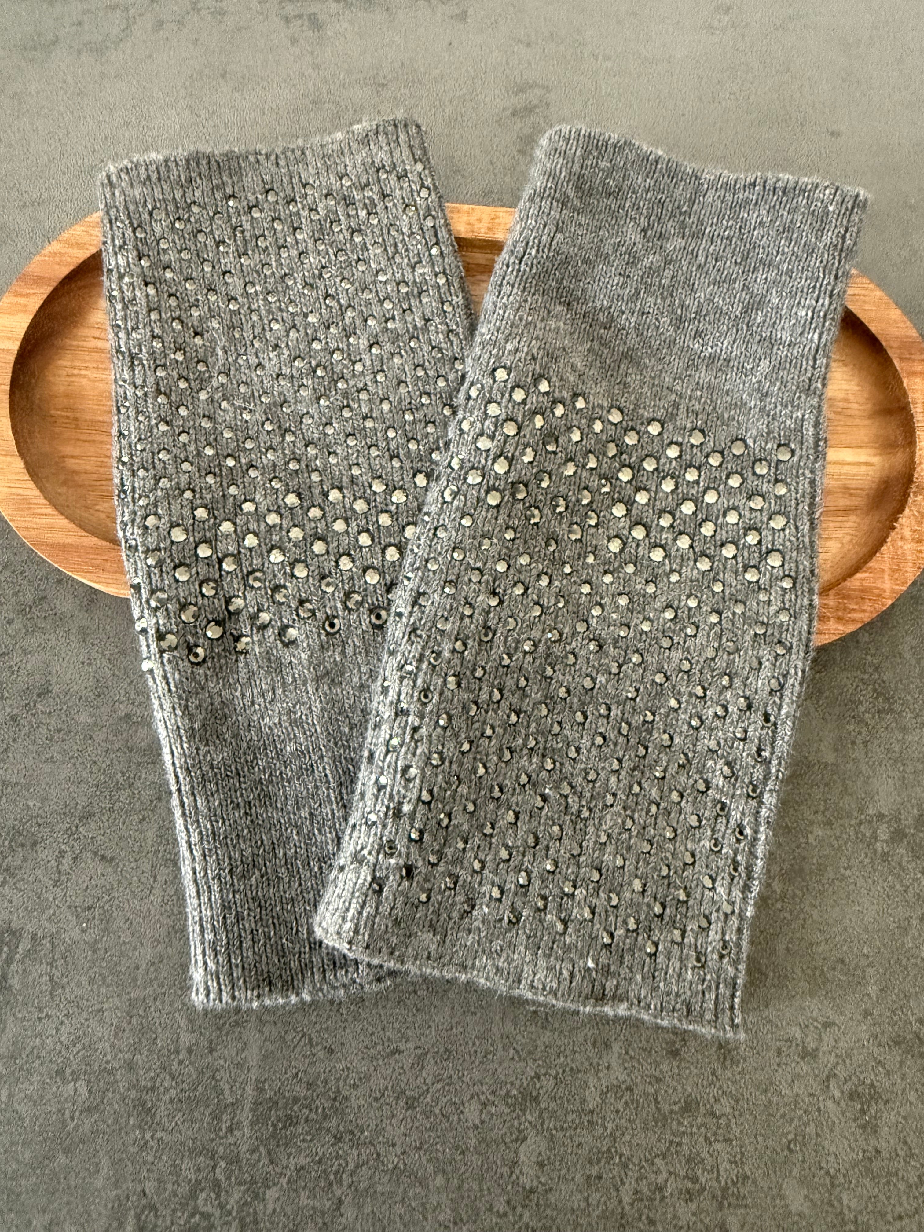 Paire de mitaine gris strass EST-ELLE