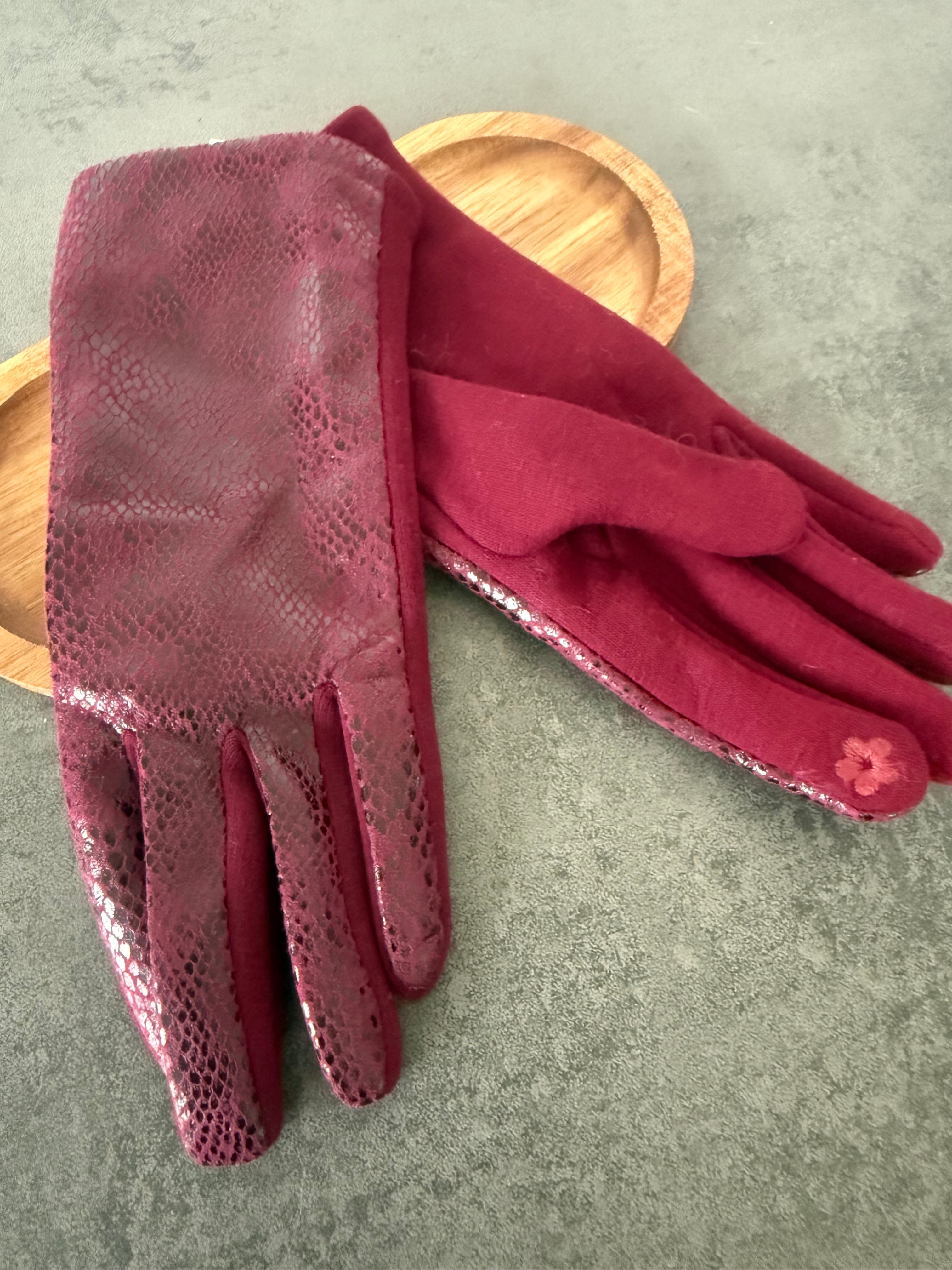 Paire de gant bordeaux tactile DIVA