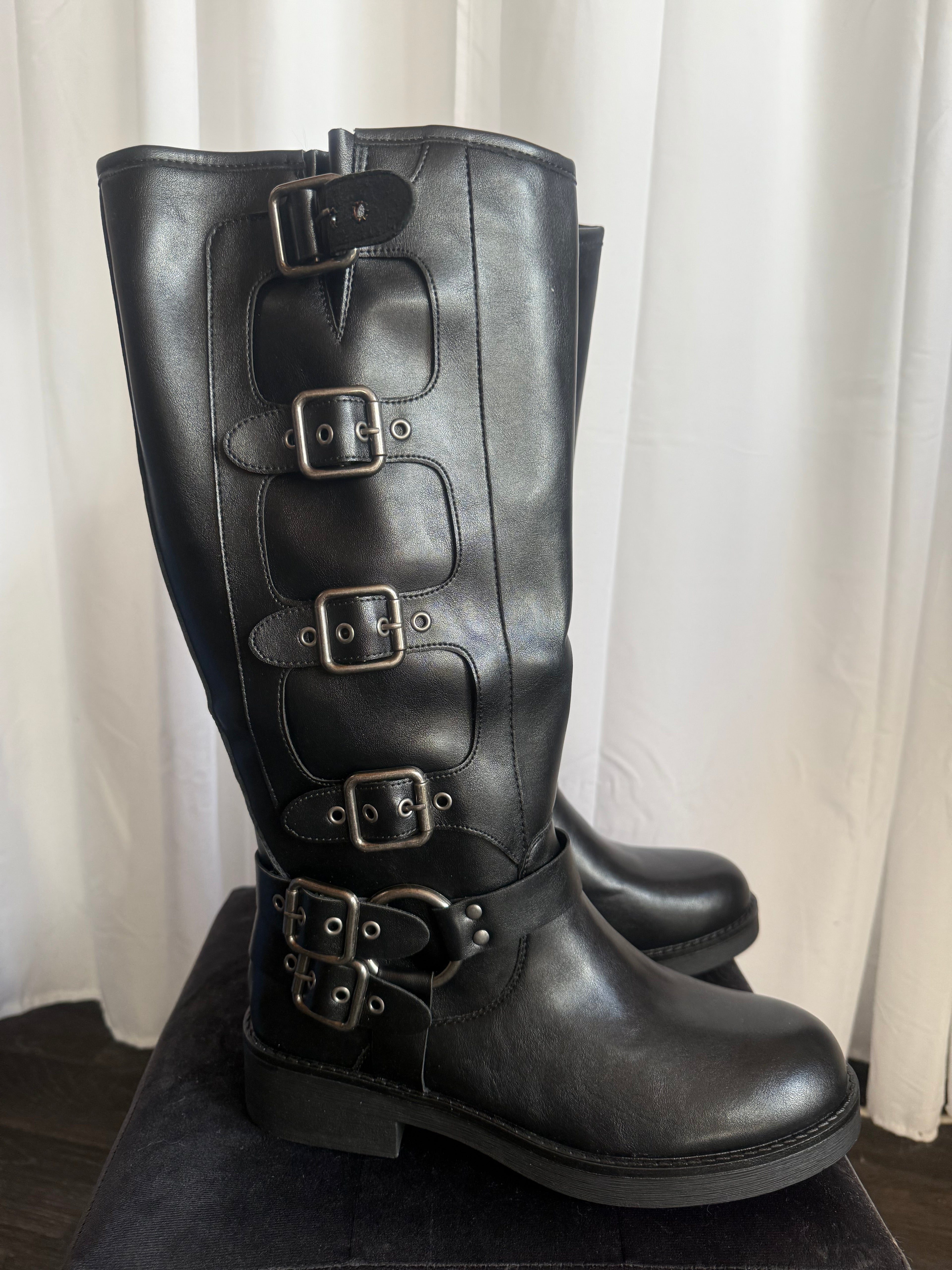 Bottes noir sangles ANNA