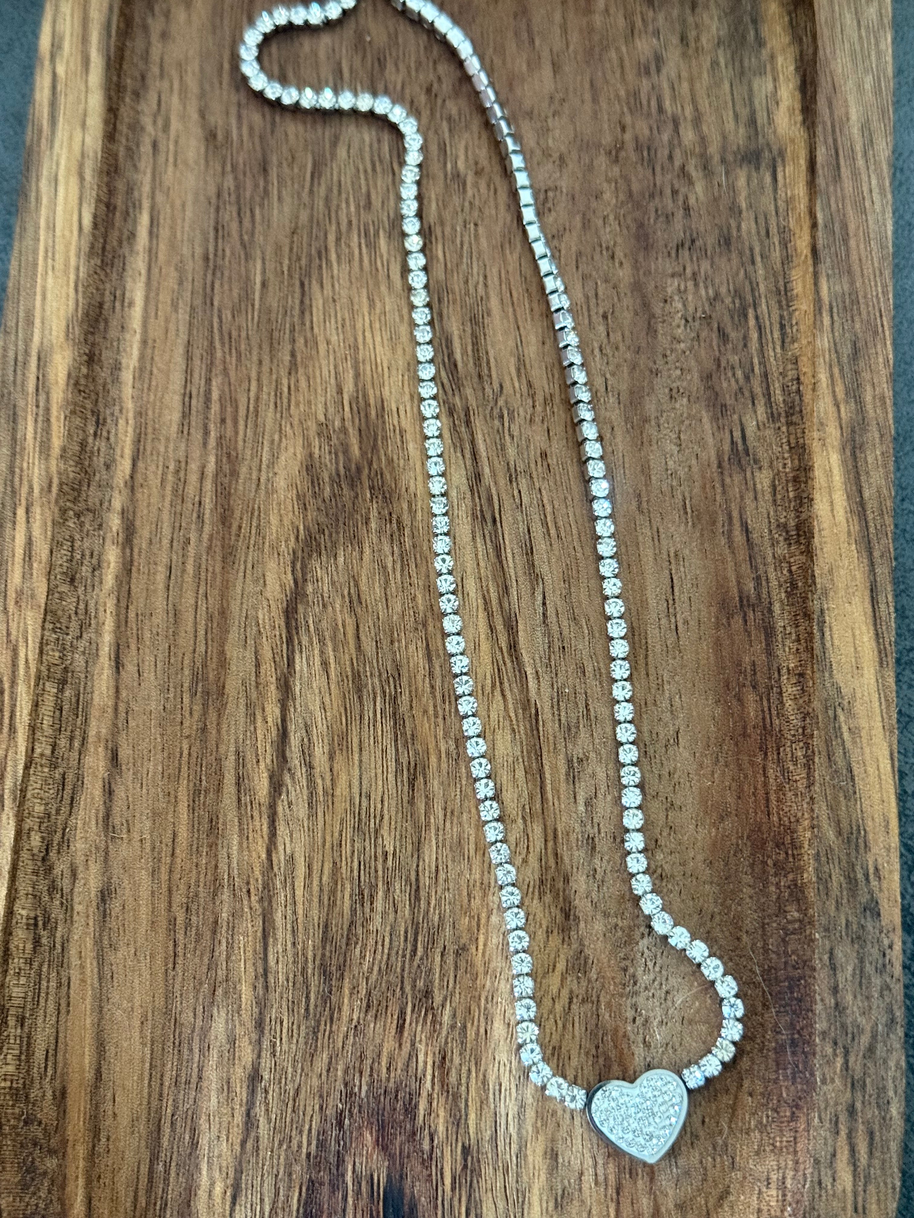 Collier acier cœur strass MAGY