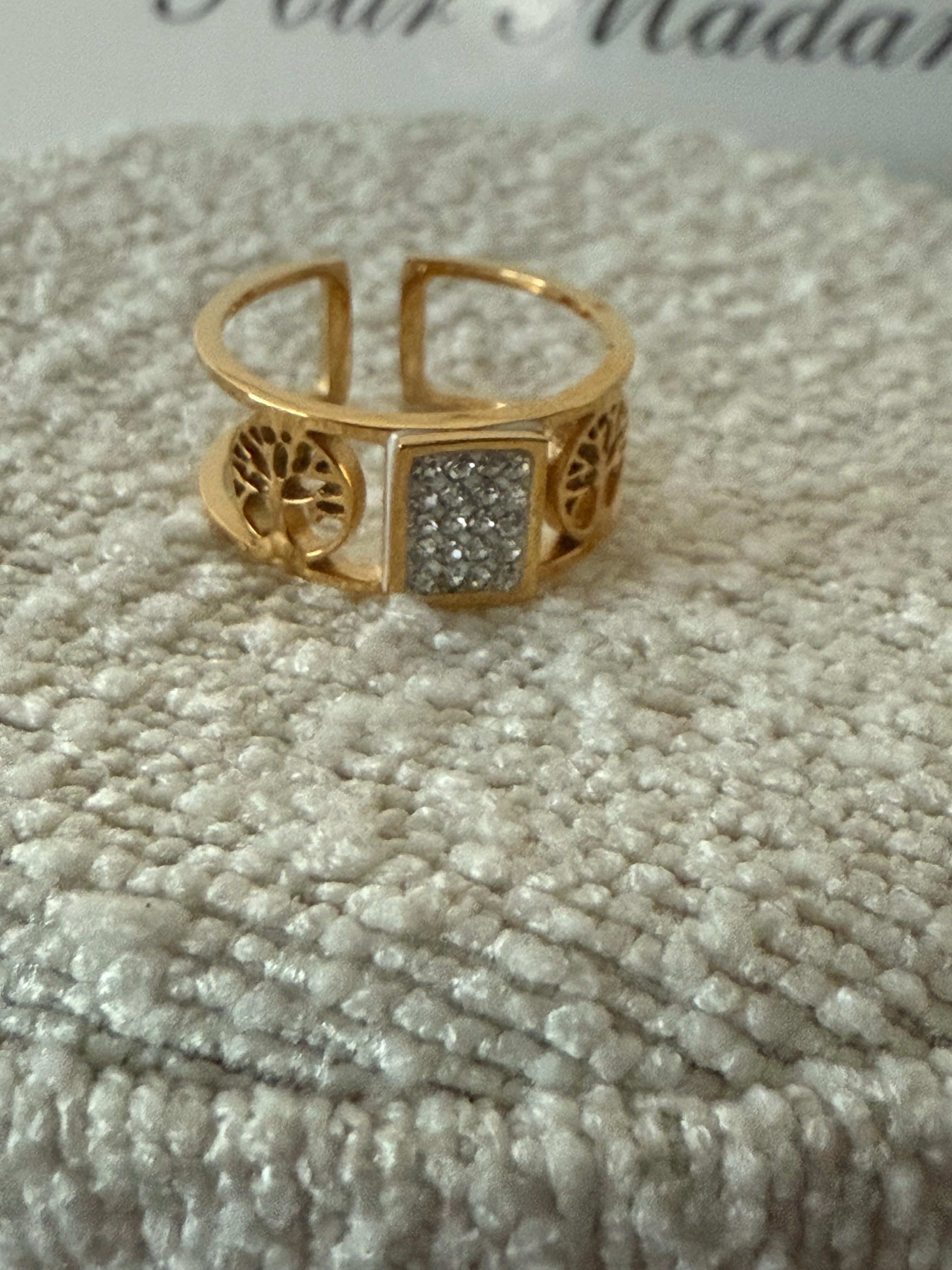 Bague doré réglable acier NYLA