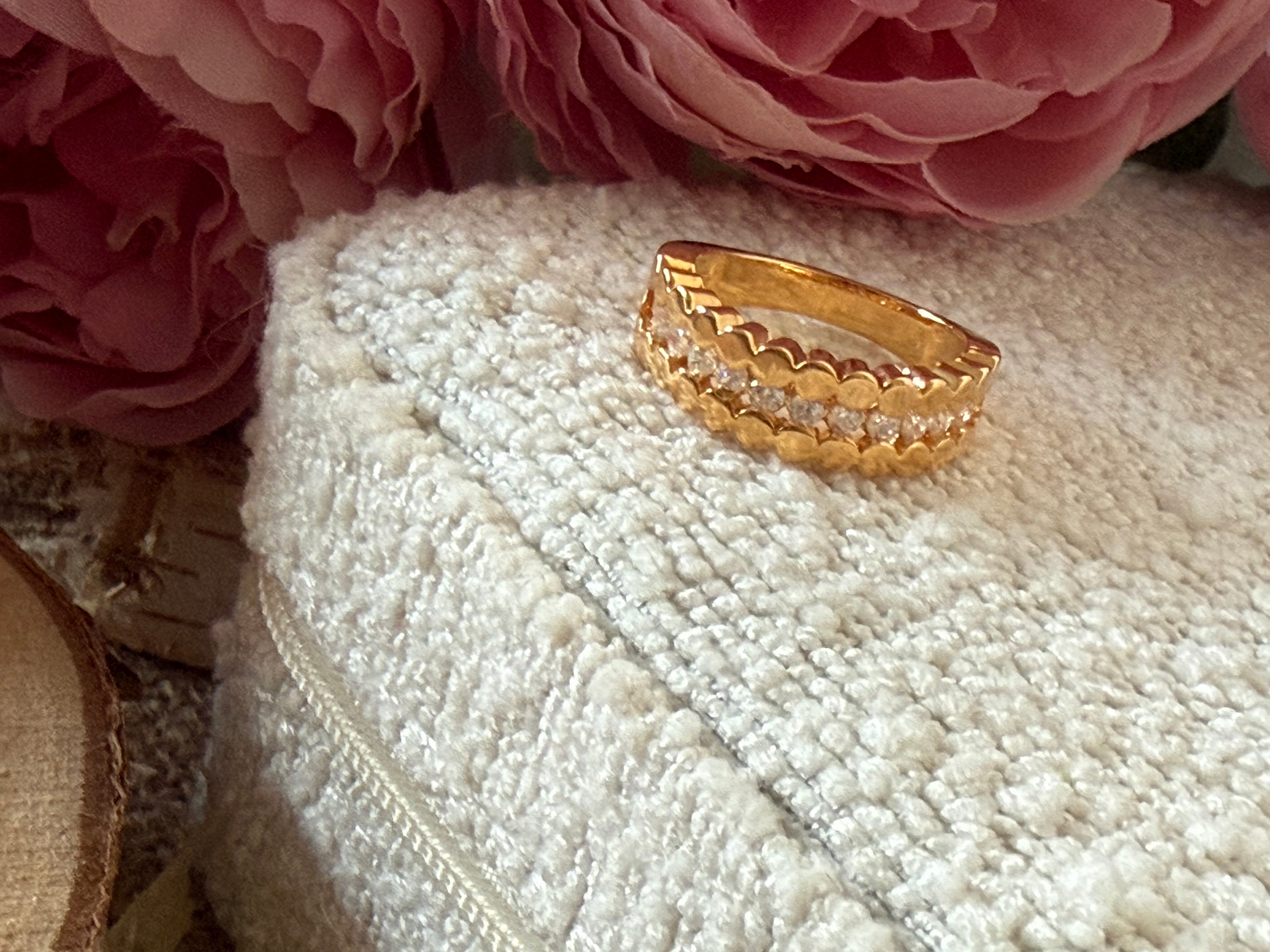 Bague acier doré strass taille 20 MERRY