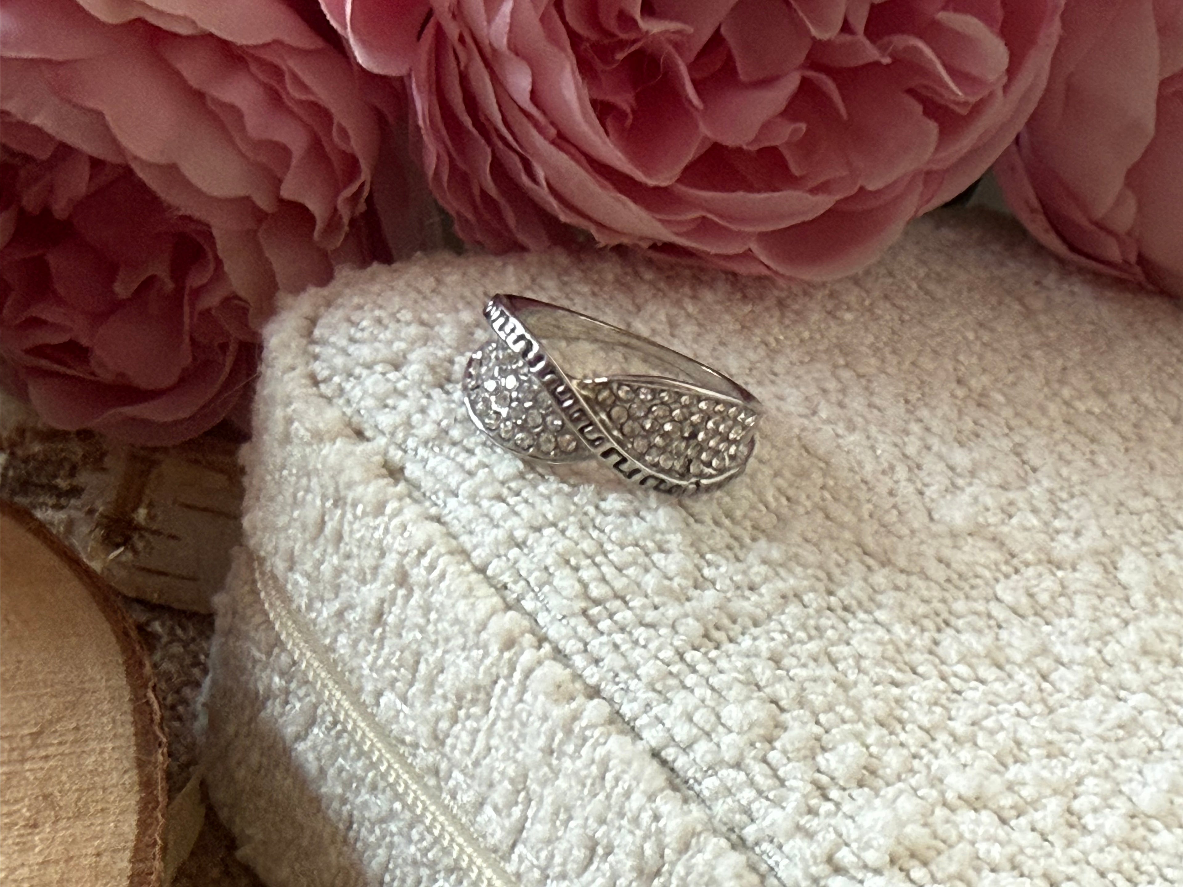 Bague acier argenté strass taille 18 KYA