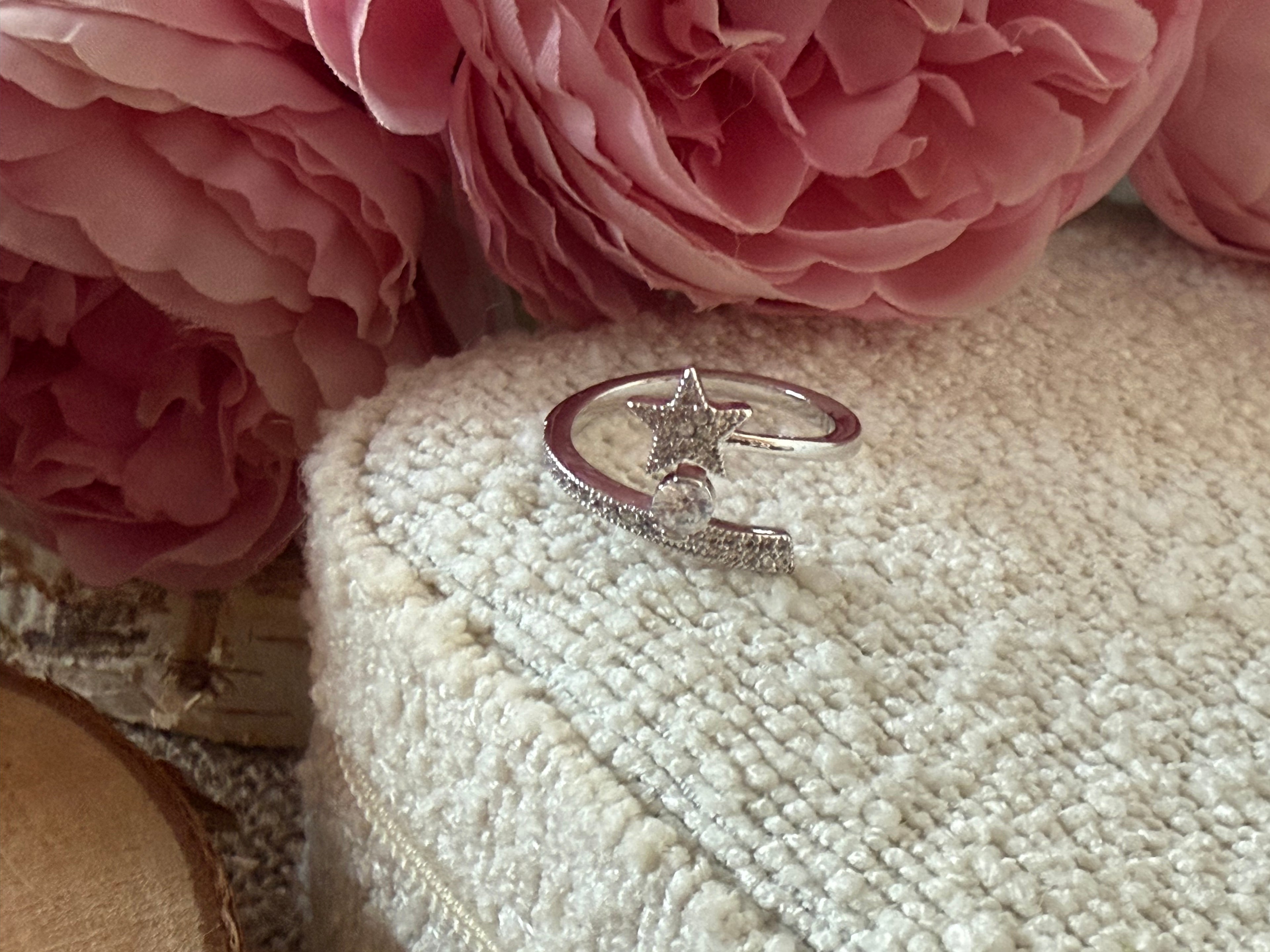 Bague acier étoile strass argenté ETOILE