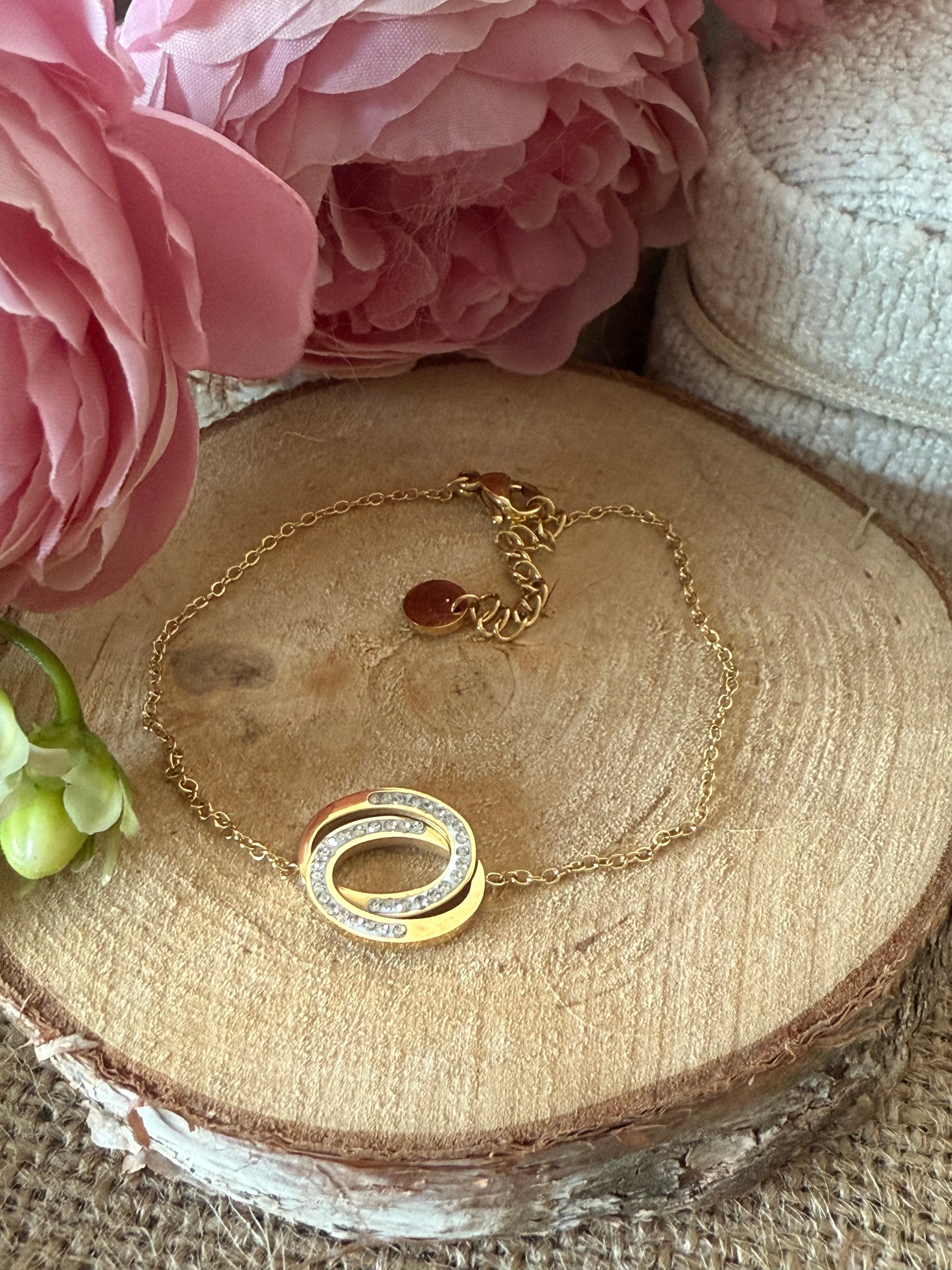 Bracelet acier doré strass DANUBE