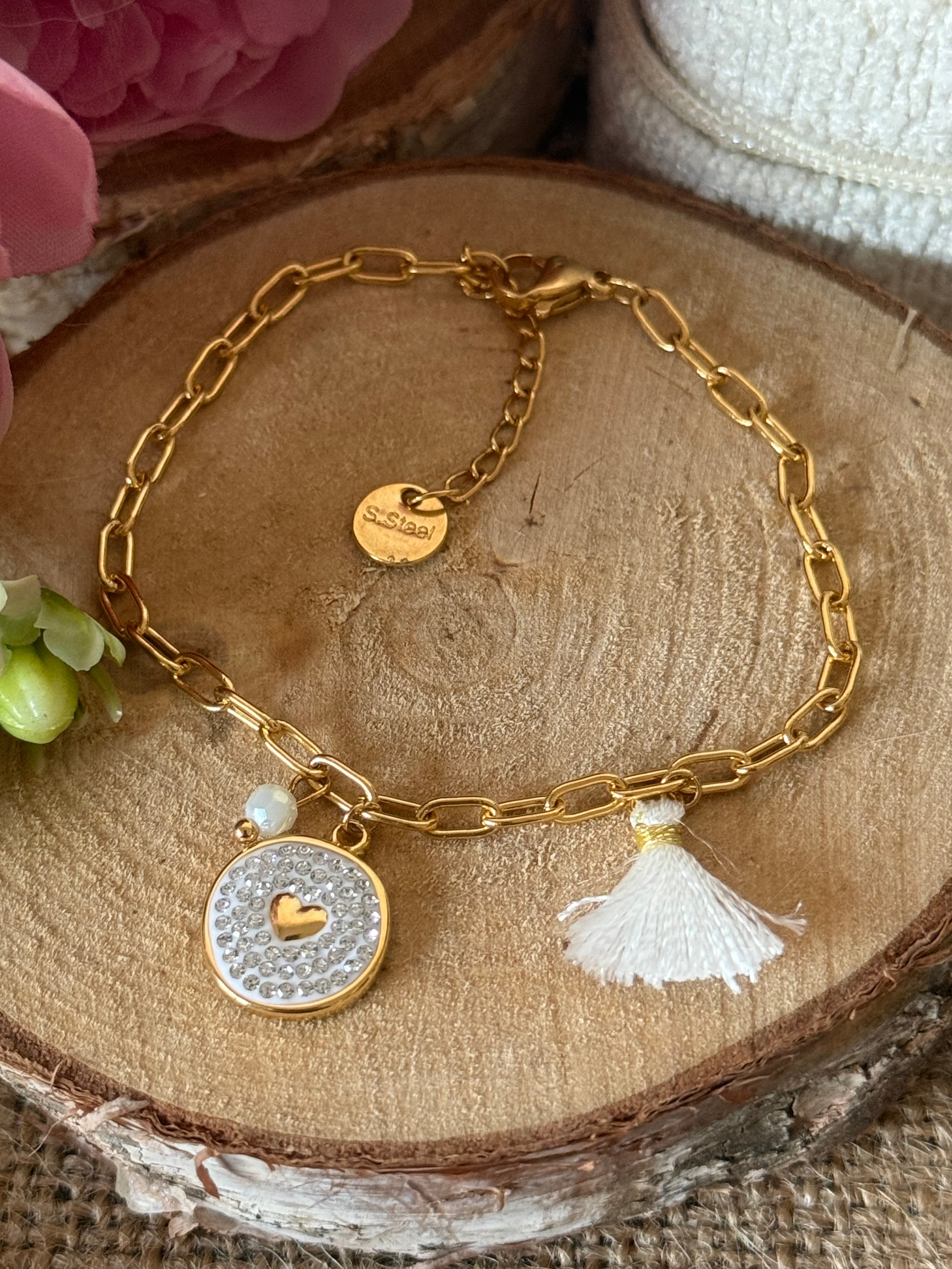 Bracelet acier doré blanc NYLA