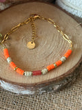 Bracelet acier doré orange NOURA