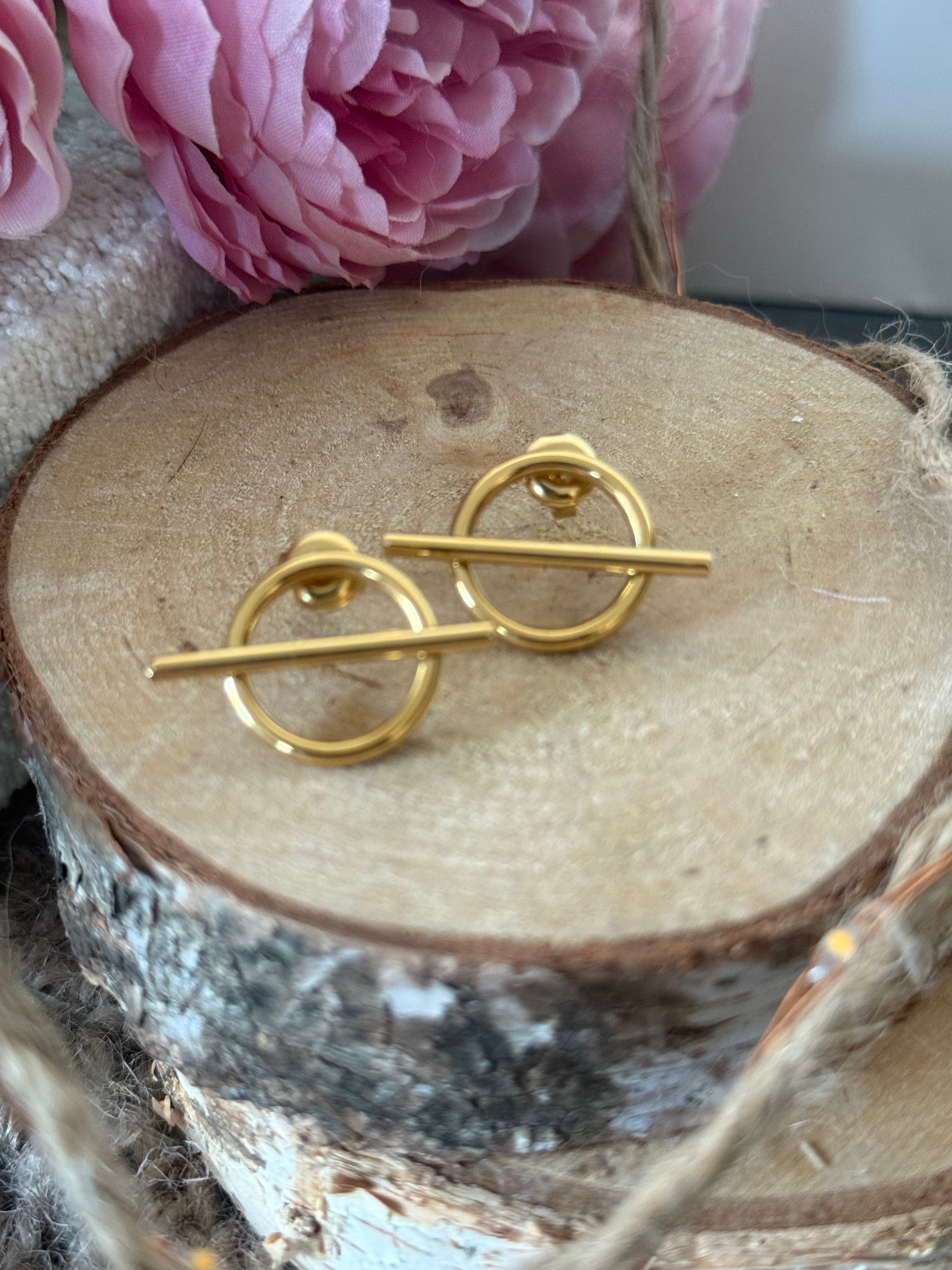 Boucles d oreille acier doré MAYA