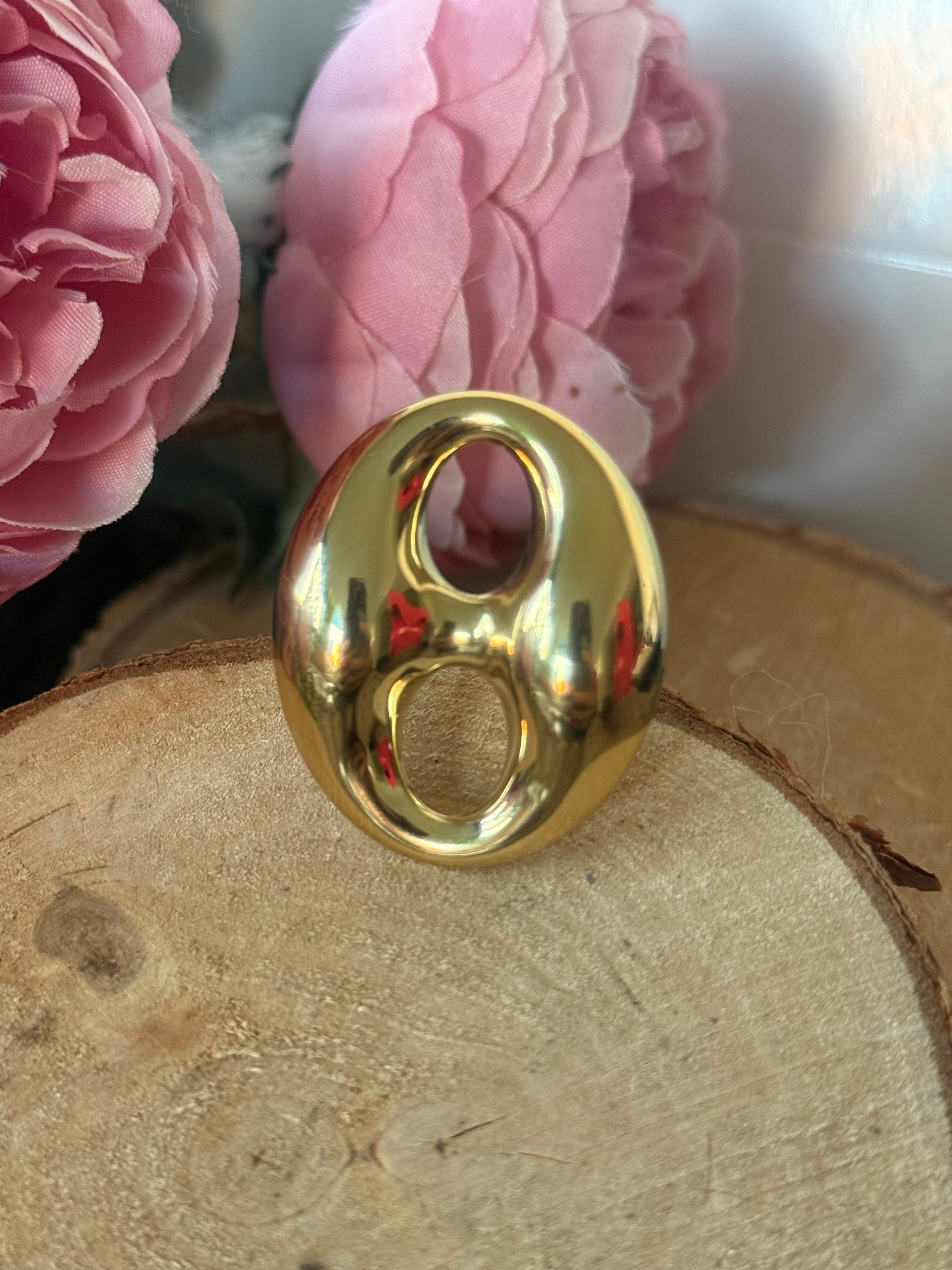 Bague acier doré taille 18 STAR