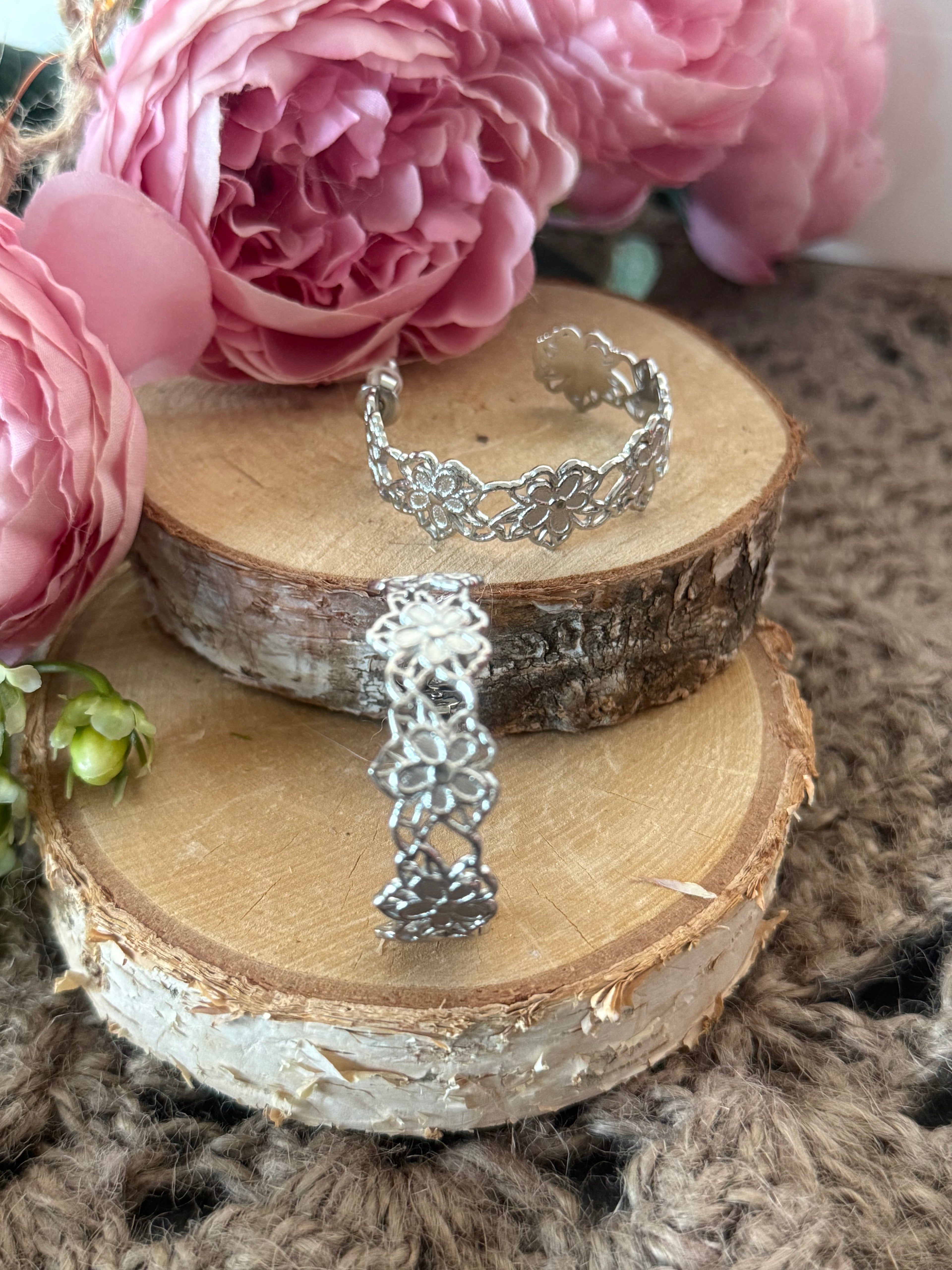 Boucles d oreille acier argenté FLORE