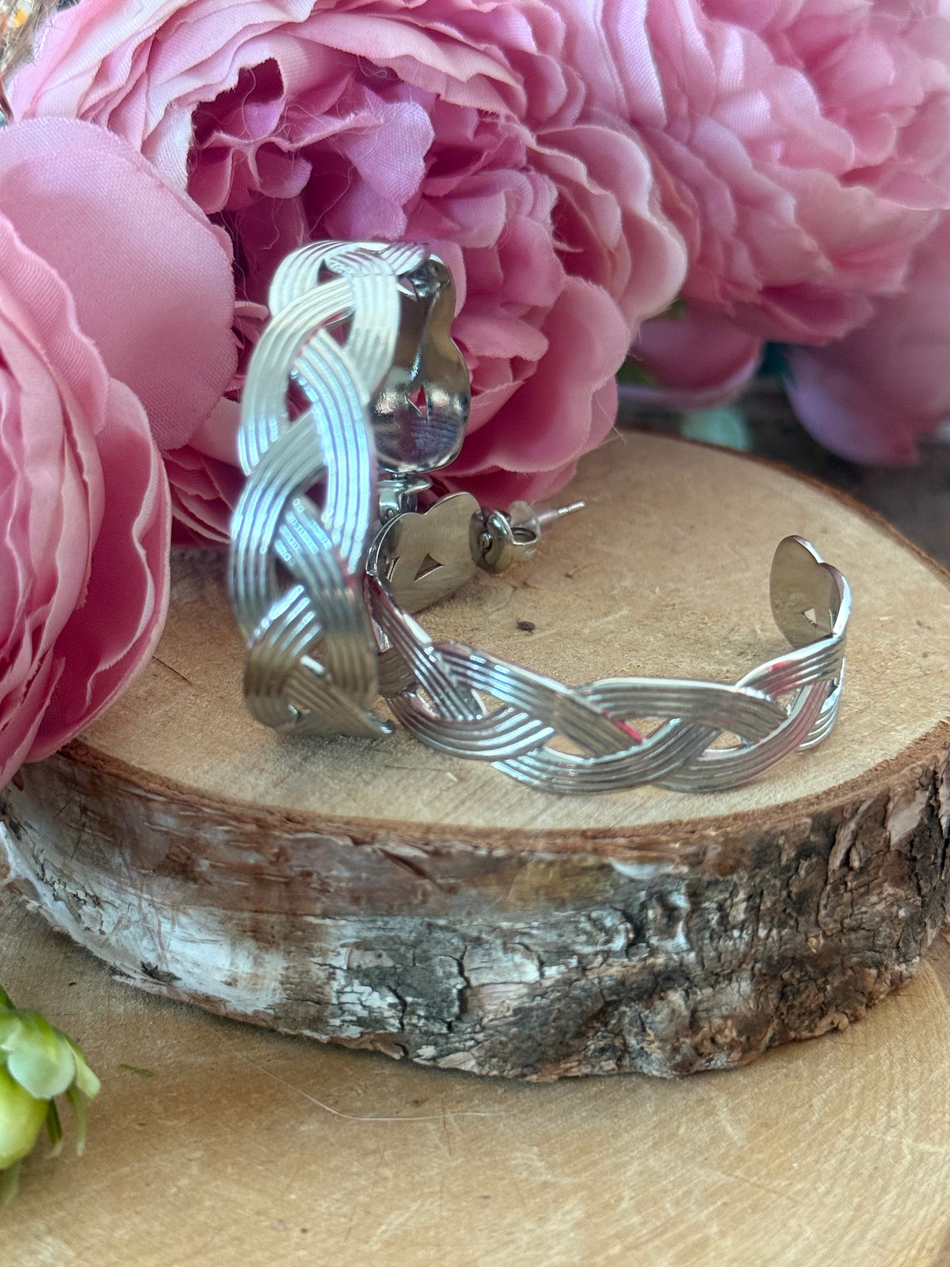 Boucles d oreille acier argenté OPALE