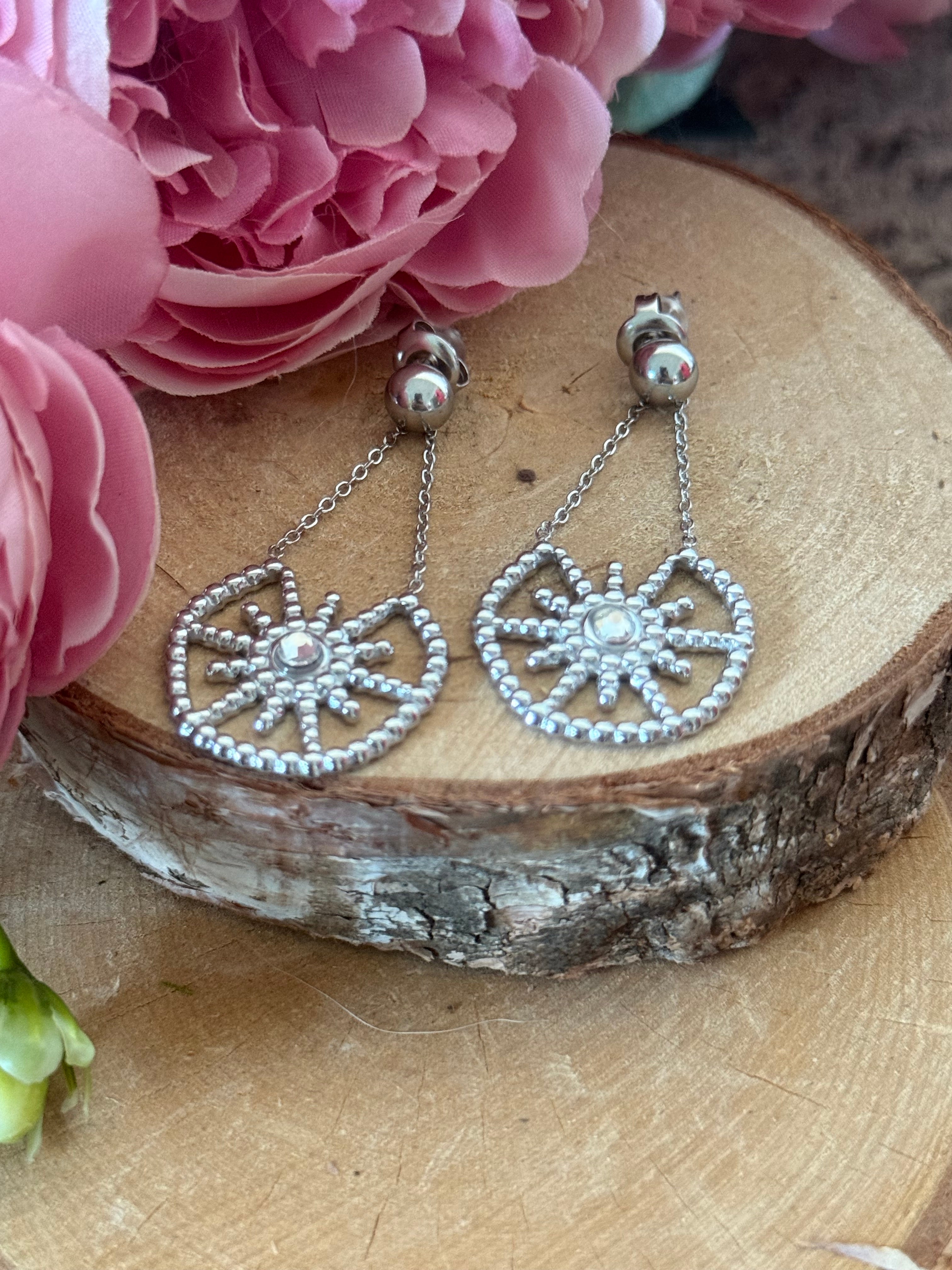 Boucles d’oreilles acier argenté GLORIA