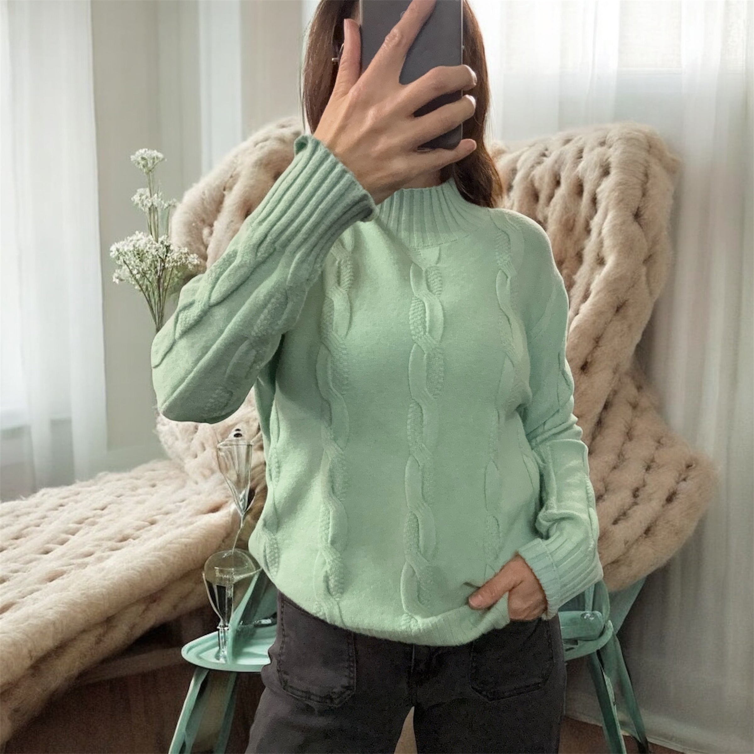 Pull torsadé vert LYSA