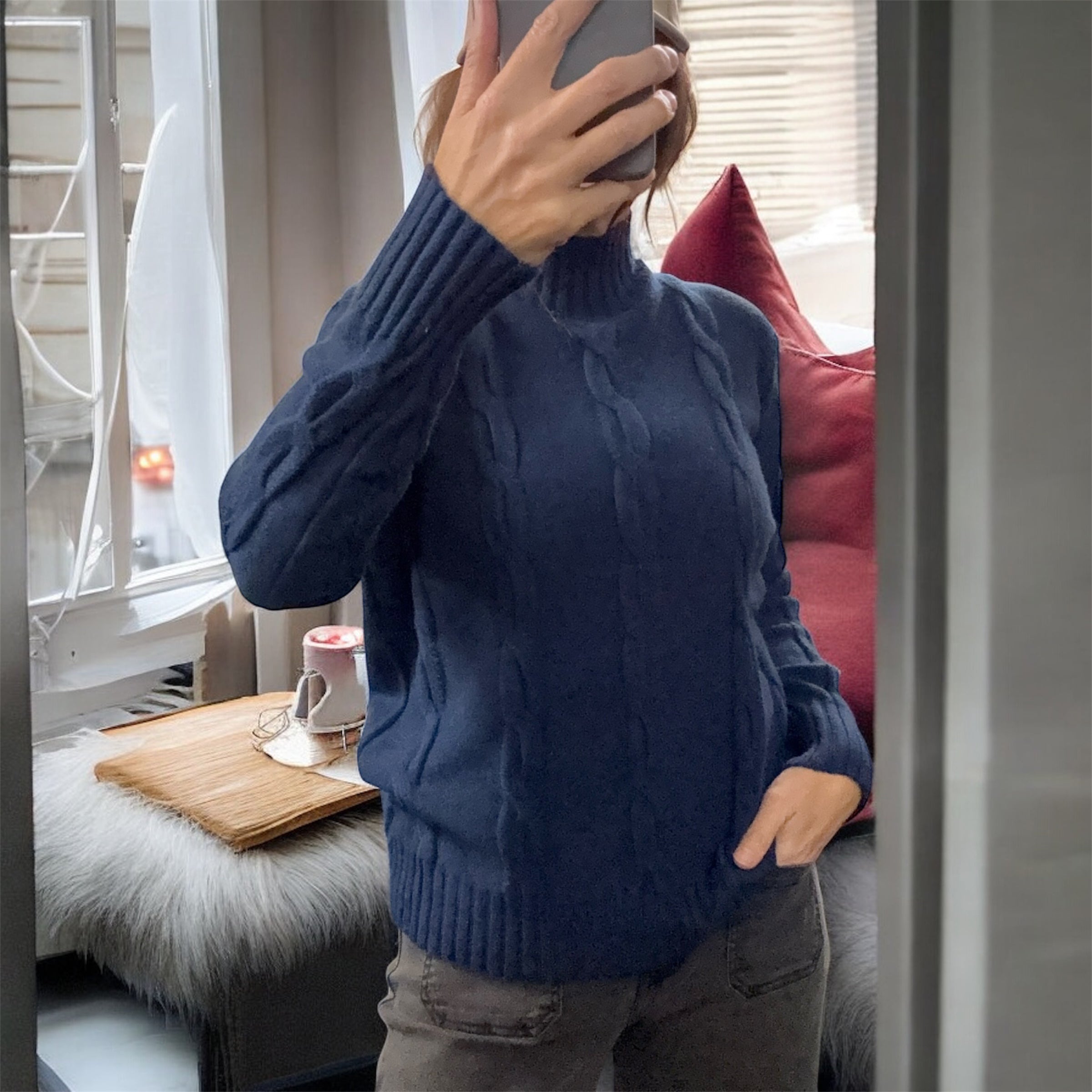 Pull torsadé bleu LYSA