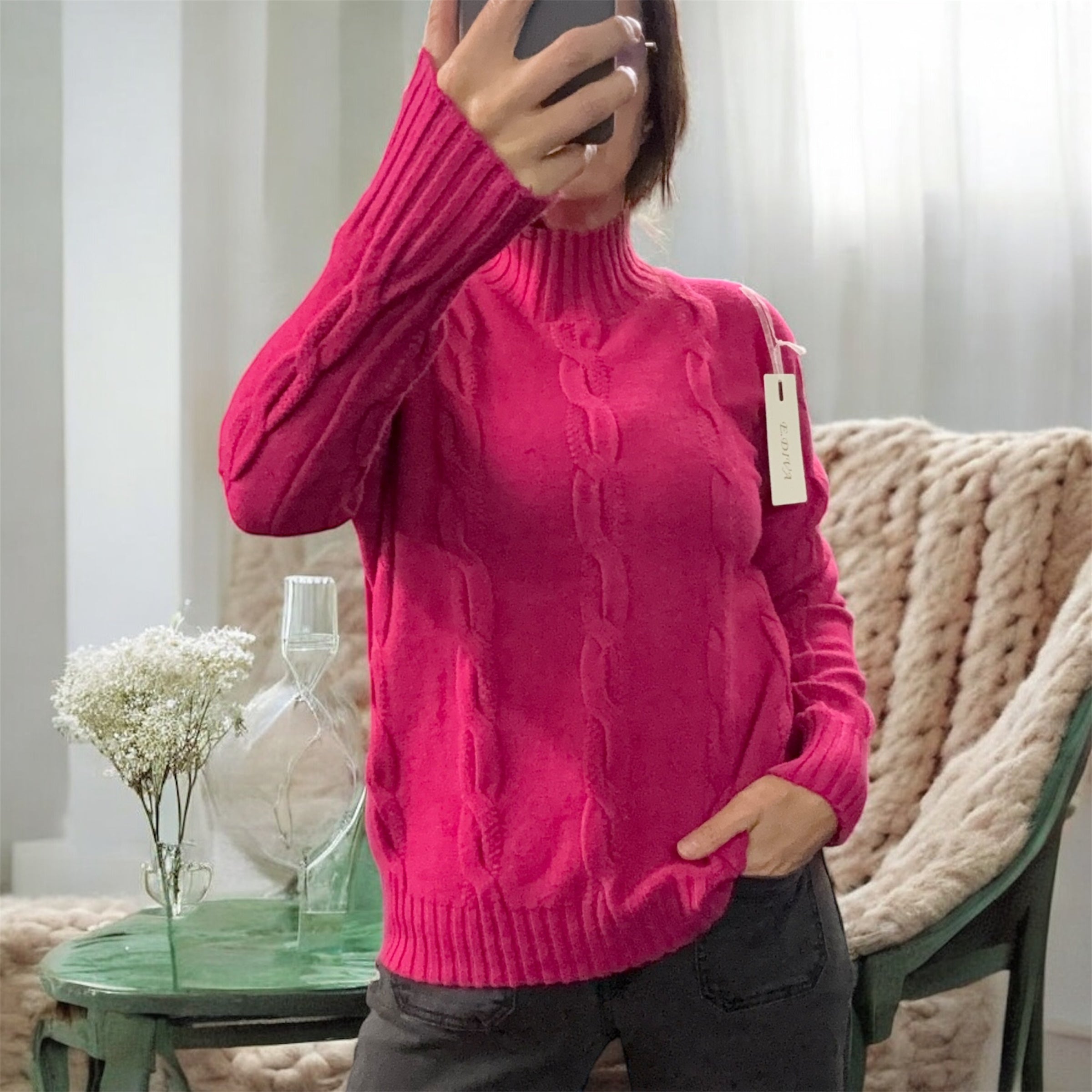 Pull torsadé fushia LYSA