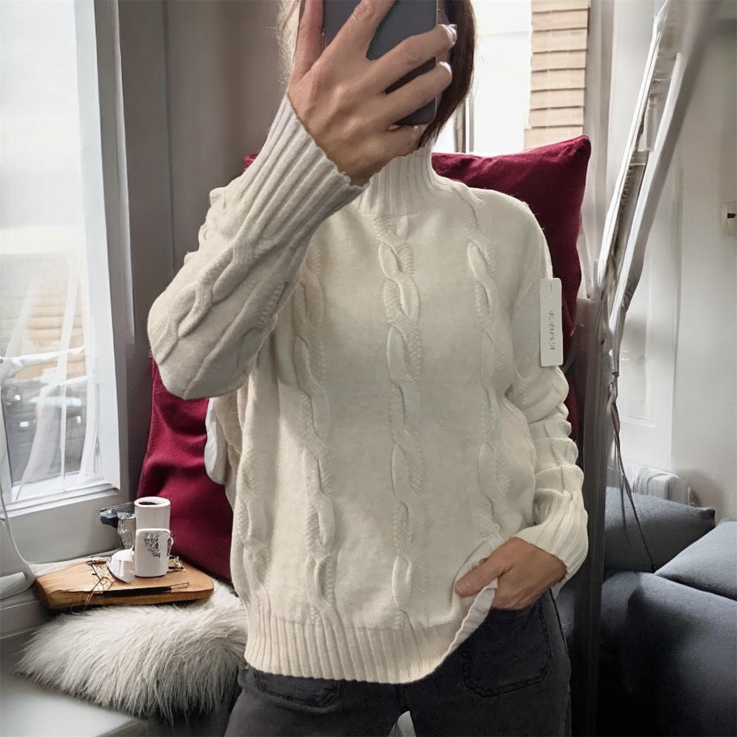 Pull torsadé beige clair LYSA